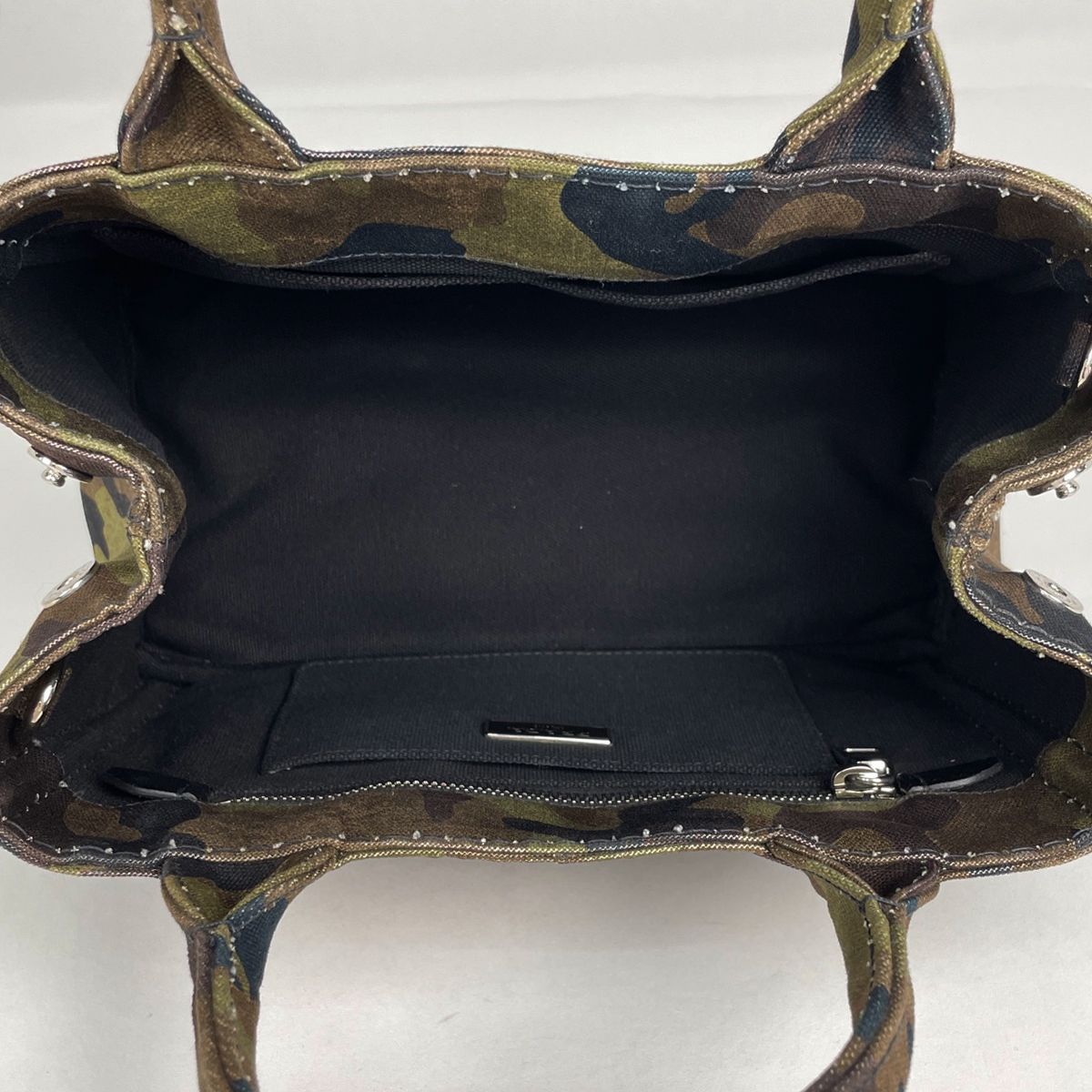 Prada Canapa Tote Bag 2-Way Mini Camouflage Canvas Green Brown — view 6