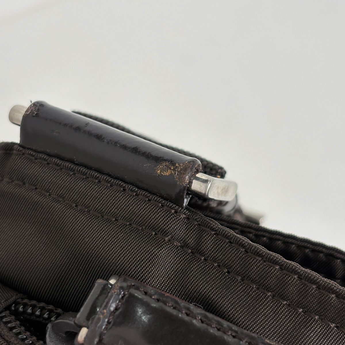 Prada Shoulder Bag Nylon Dark Brown — view 4
