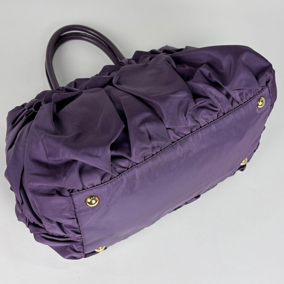 Prada Handbag Gathered Nylon Purple — view 2
