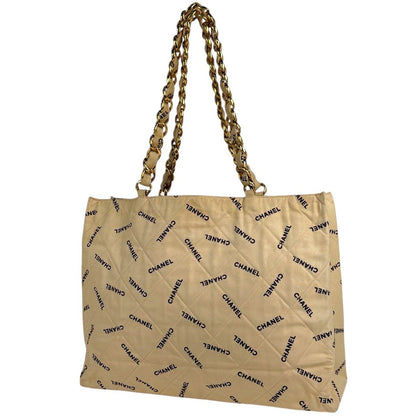 Chanel Tote Bag CC Logo Canvas Beige