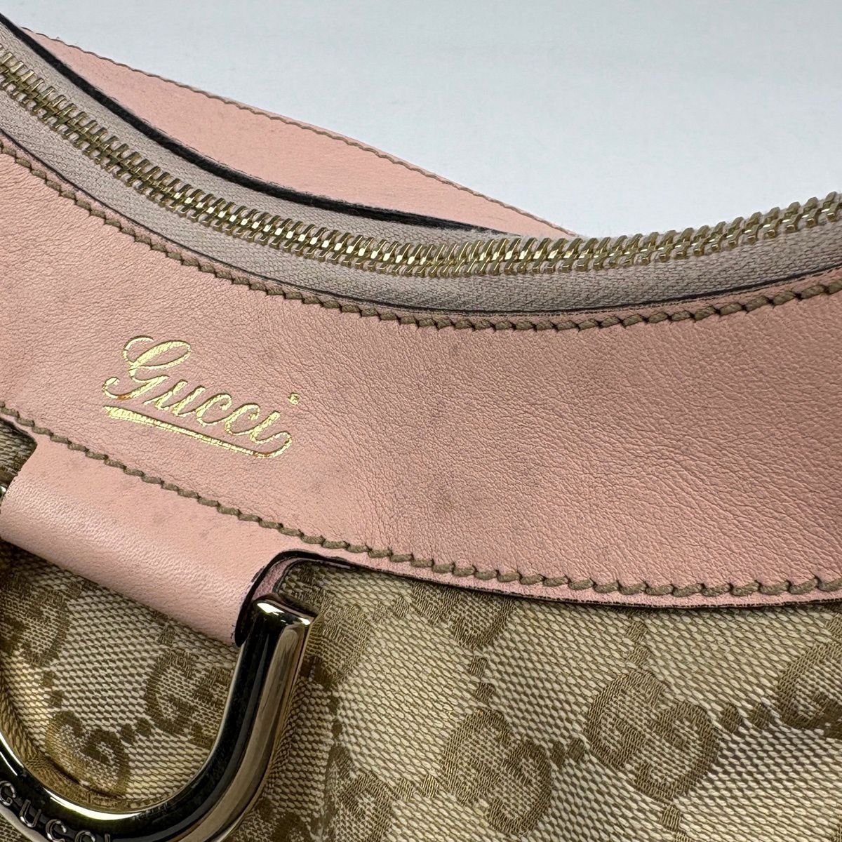 Gucci Shoulder Bag GG Pattern Abbey Canvas Beige Pink — view 5