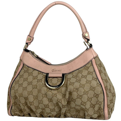 Gucci Shoulder Bag GG Pattern Abbey Canvas Beige Pink