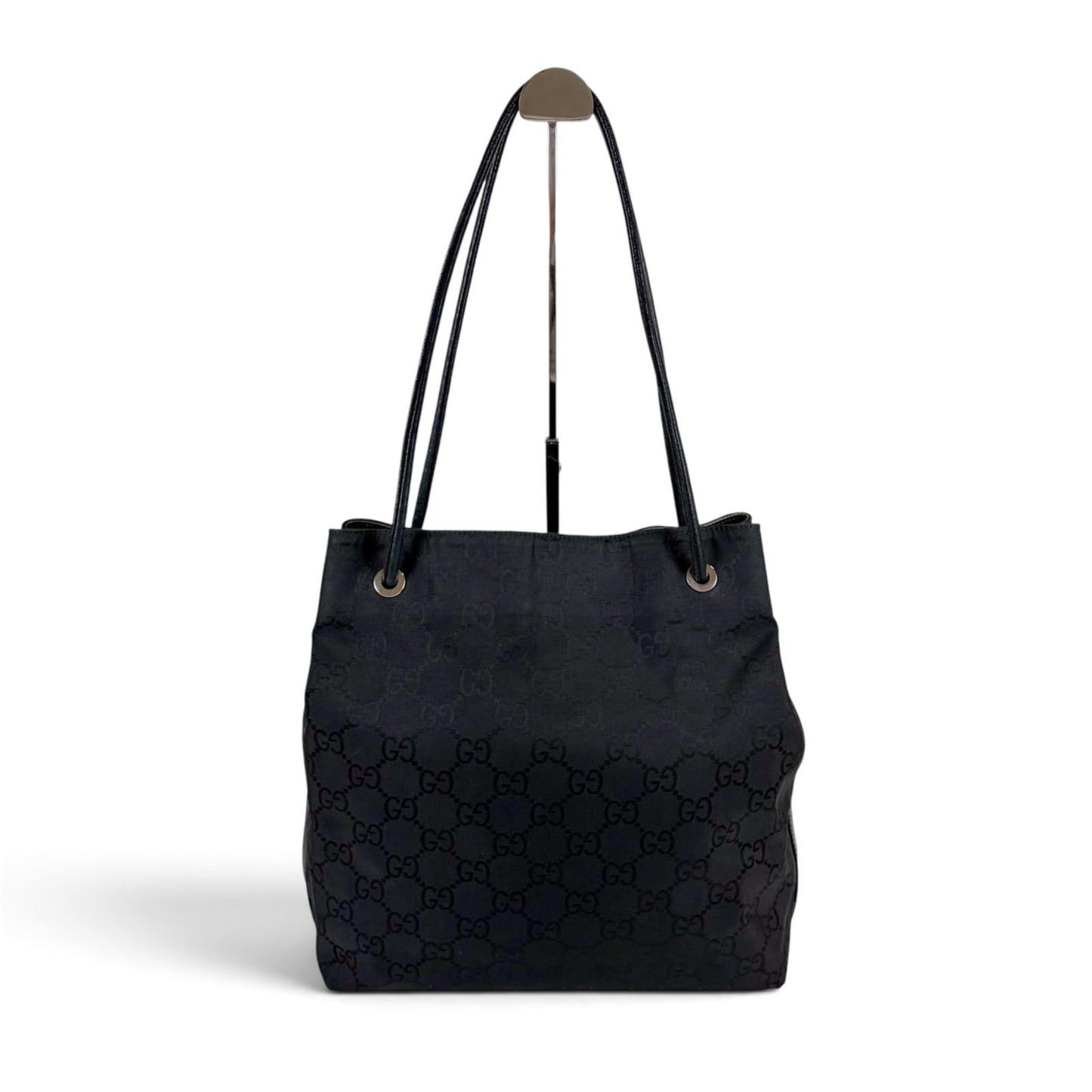 Gucci GG Nylon Canvas Shoulder Bag Tote Black