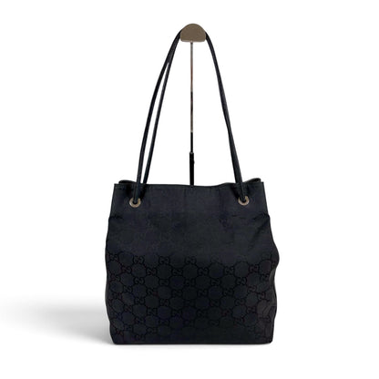 Gucci GG Nylon Canvas Shoulder Bag Tote Black