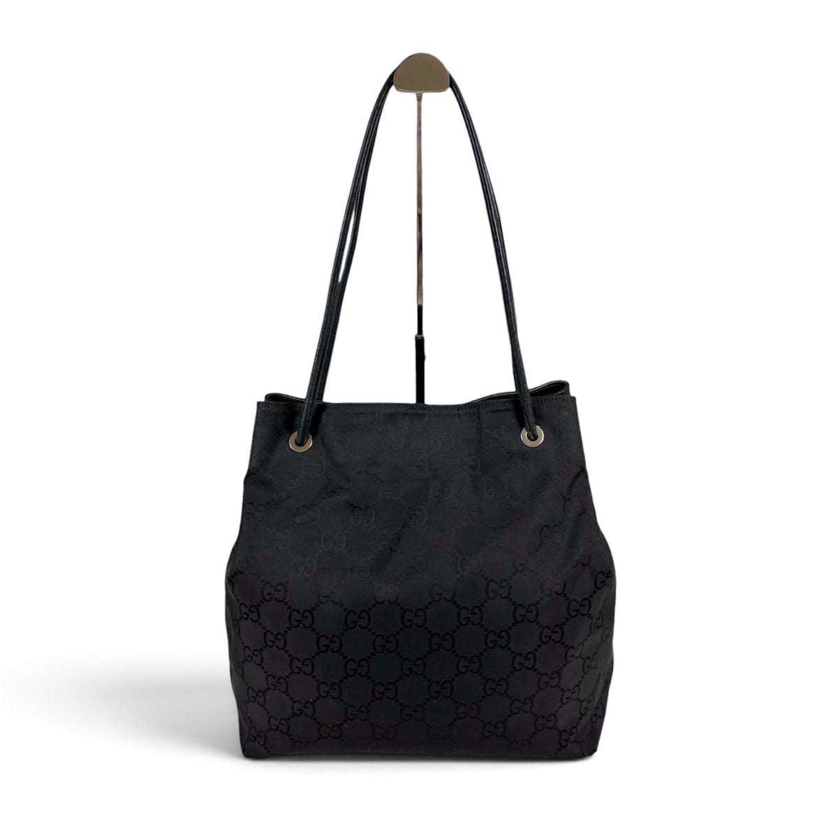 Gucci GG Nylon Canvas Shoulder Bag Tote Black — view 2