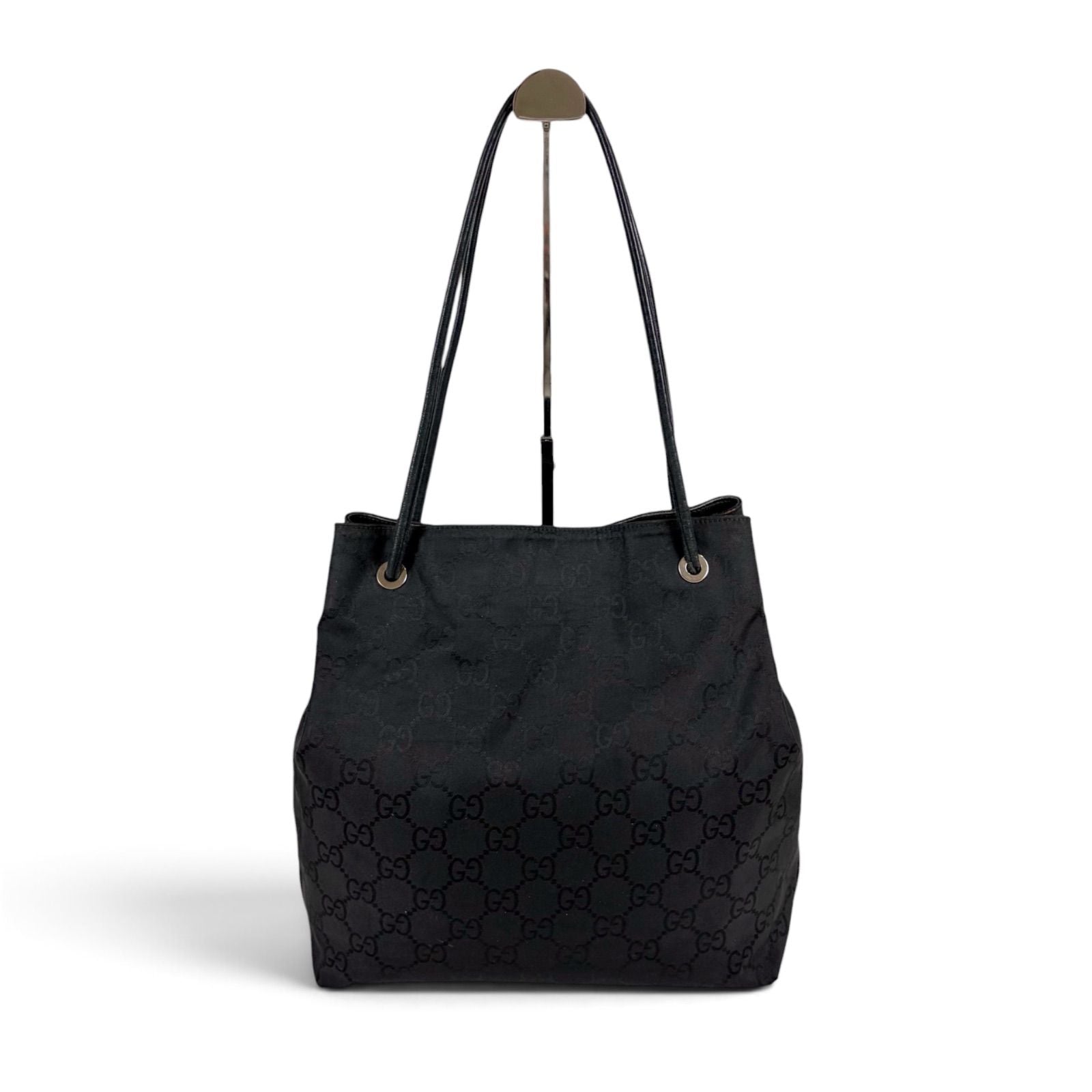Gucci GG Nylon Canvas Shoulder Bag Tote Black — view 2
