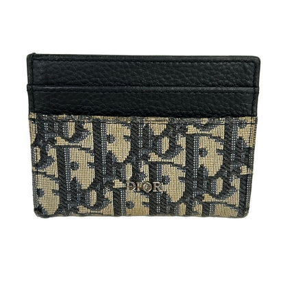 Dior Card Case Oblique Montaigne Black Beige Leather