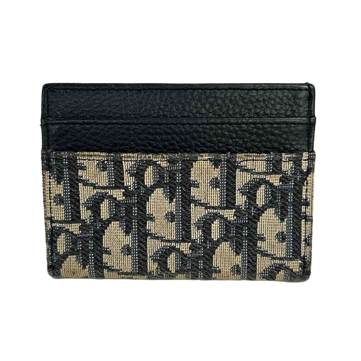 Dior Card Case Oblique Montaigne Black Beige Leather — view 2