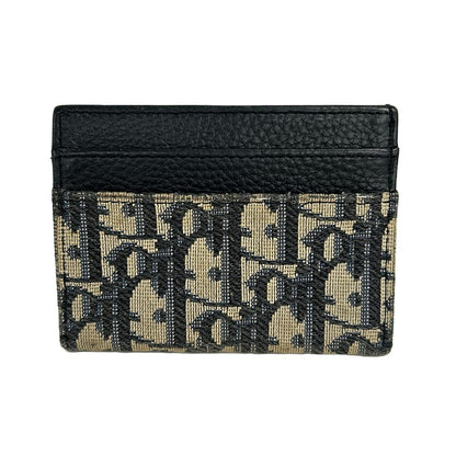 Dior Card Case Oblique Montaigne Black Beige Leather — view 2