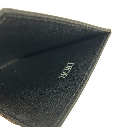 Dior Card Case Oblique Montaigne Black Beige Leather — view 4