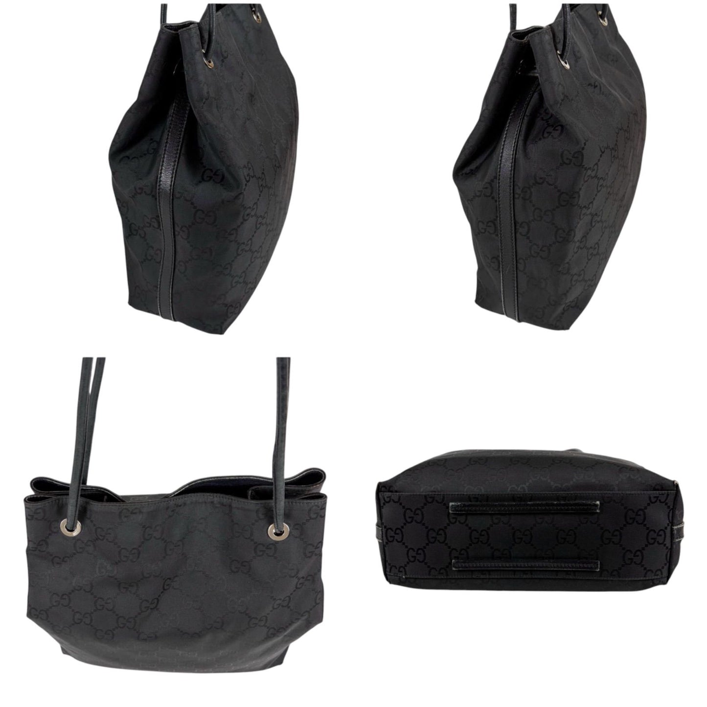 Gucci GG Nylon Canvas Shoulder Bag Tote Black — view 3