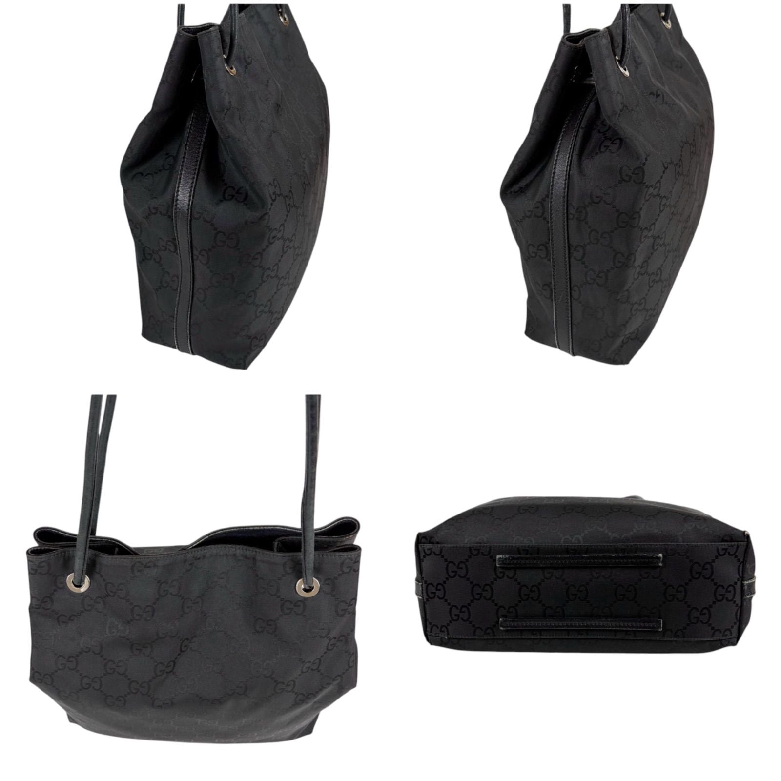 Gucci GG Nylon Canvas Shoulder Bag Tote Black — view 3