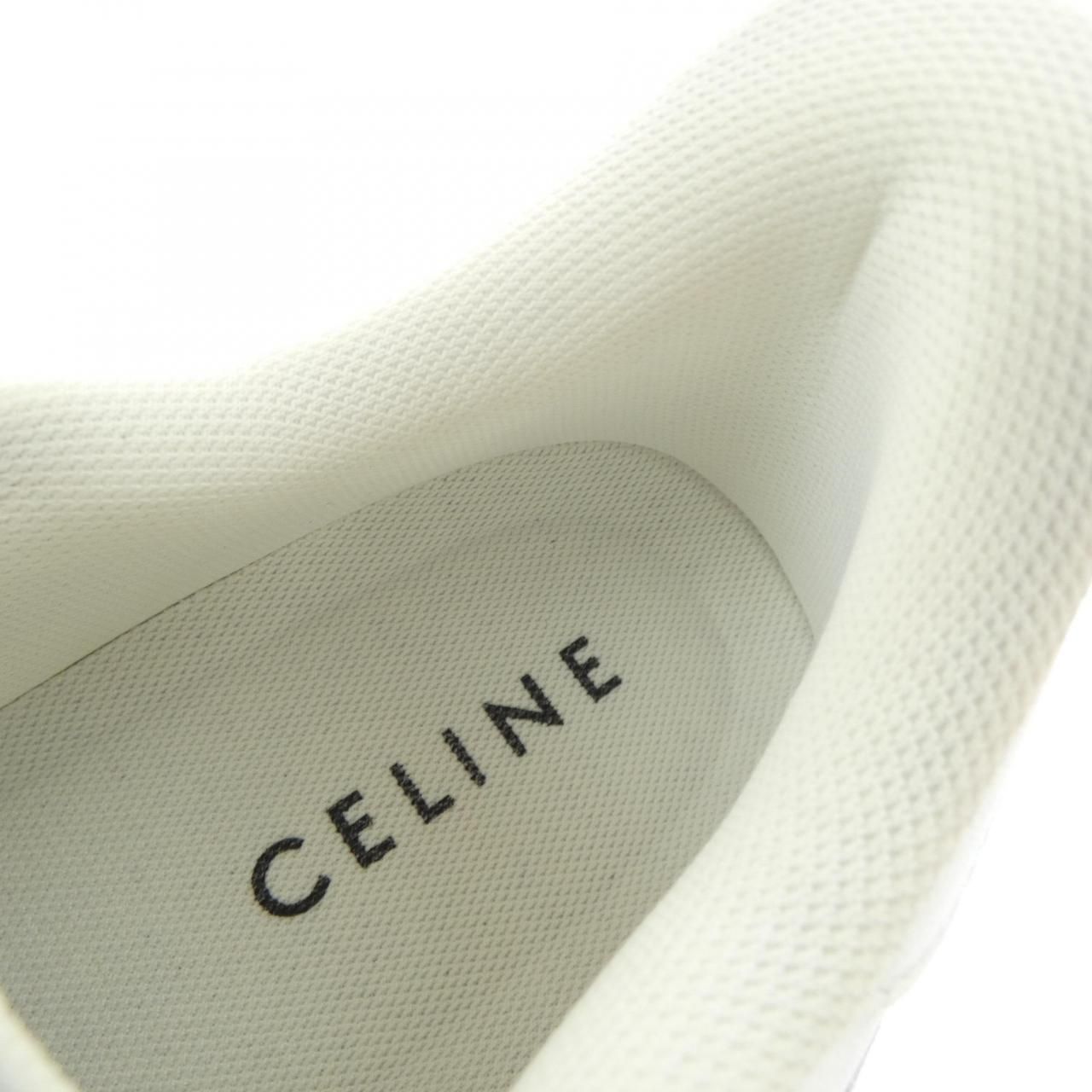 Celine Triomphe Block Wedge Sneakers with Patch — view 6