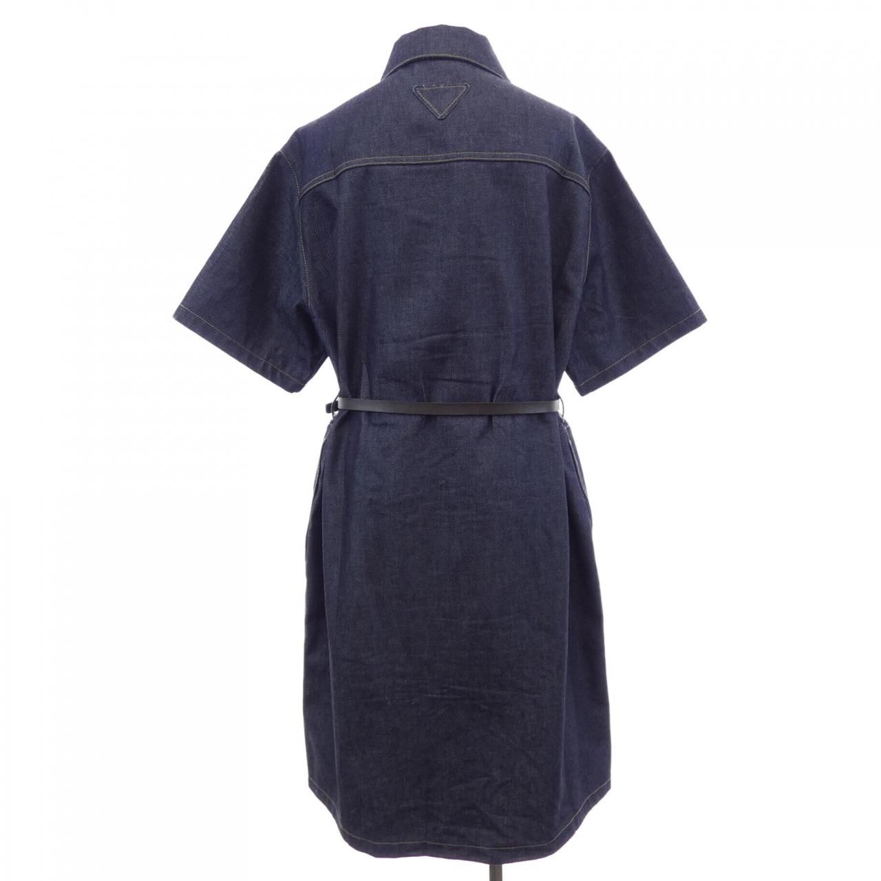 Prada Belted Denim Dress — view 2