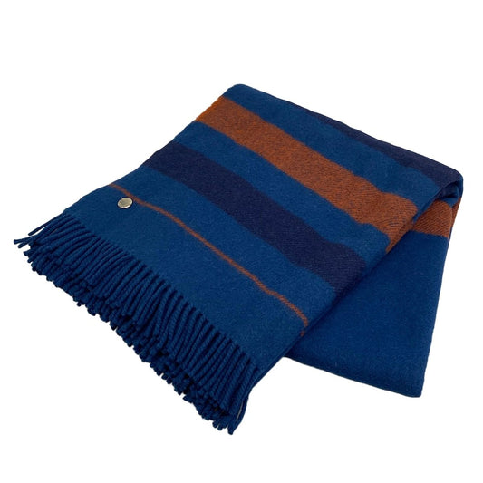 Hermes Rocabar 02 Bleu de Prusse Clou de Selle Sellier Buttons Border Blanket
