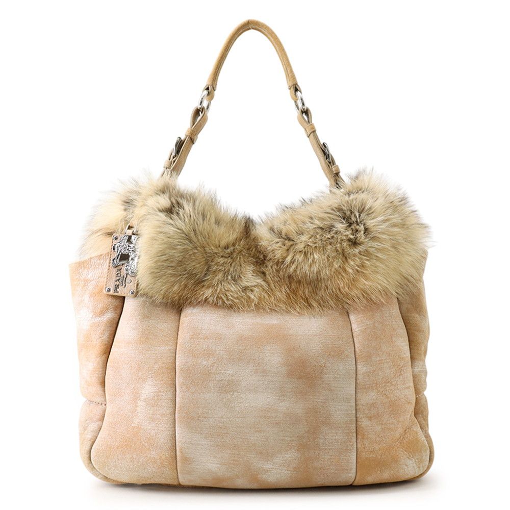 Prada Tote Bag Fur Leather
