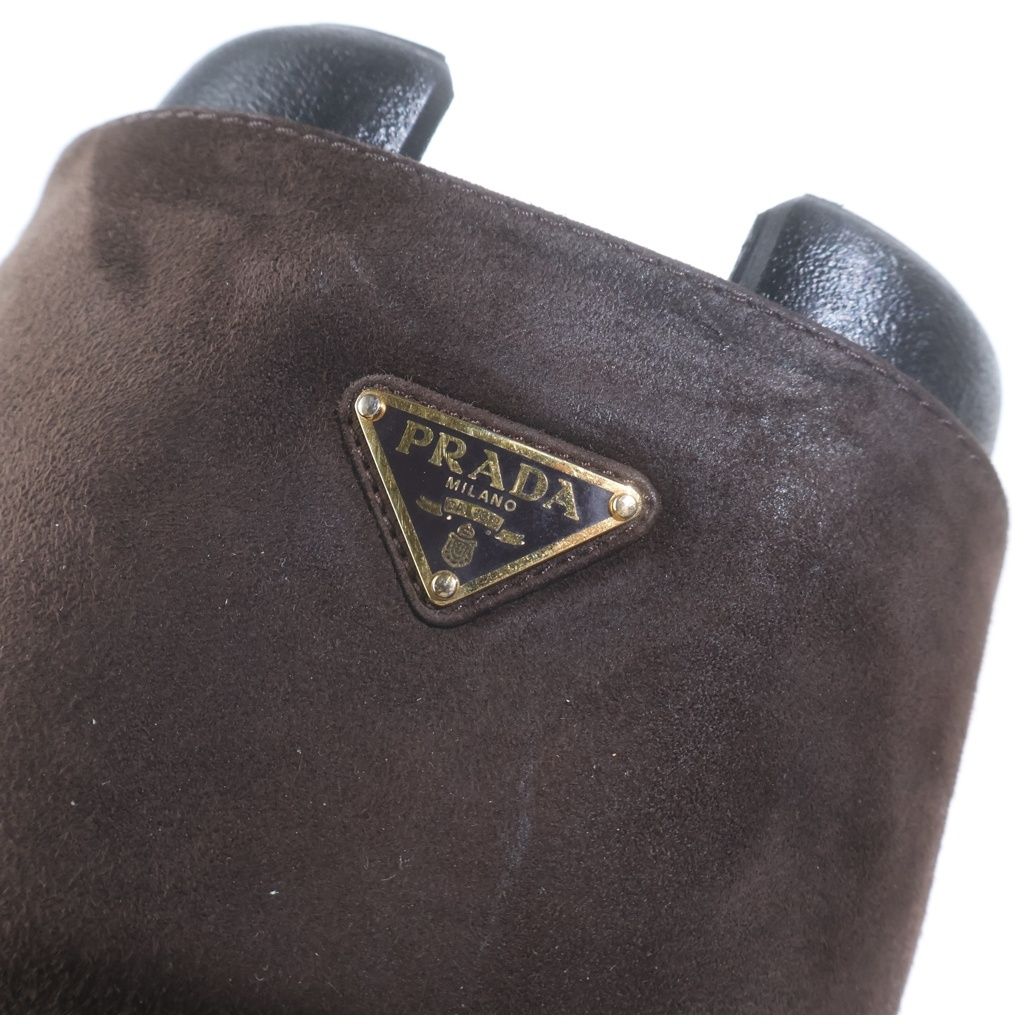 Prada Suede Short Boots Brown — view 4