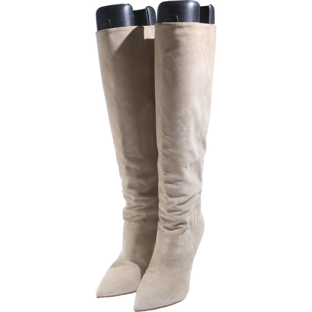 Louis Vuitton Ultimate Line Suede Long Boots Stiletto Heels Beige — view 2