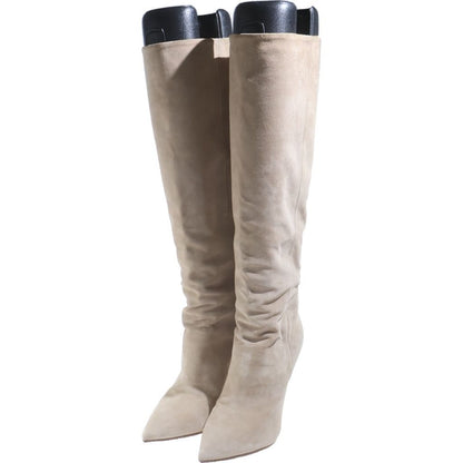 Louis Vuitton Ultimate Line Suede Long Boots Stiletto Heels Beige — view 2