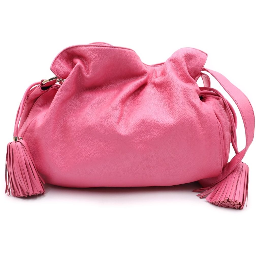 Loewe Flamenco Fringe Shoulder Bag Pink Leather
