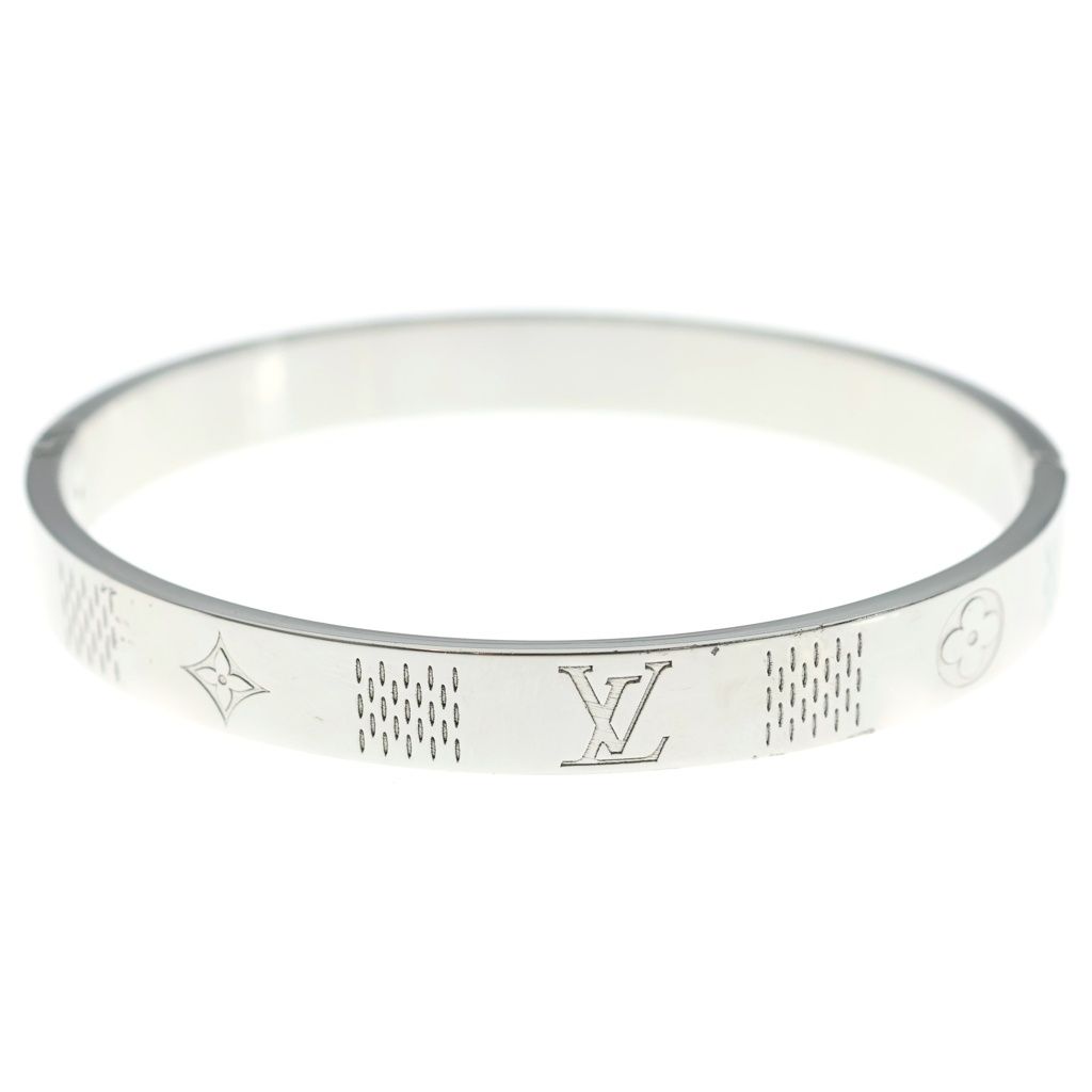 Louis Vuitton Damier Staple Bangle Silver Metal Bracelet