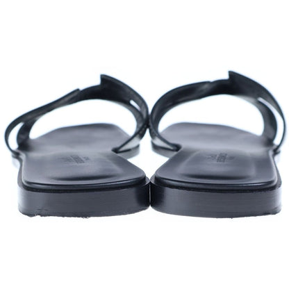 Hermes Oran Leather Sandals Shoes Box Calf Black — view 3