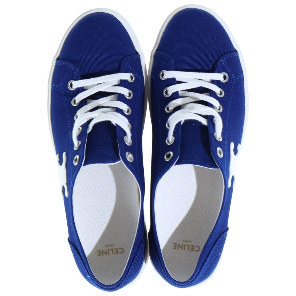 Celine Triomphe Logo Canvas Platform Low-Top Sneakers Blue — view 4