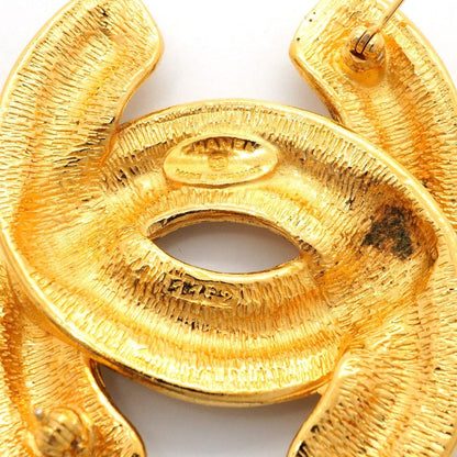 Chanel Brooch Vintage CC Logo Quilted Gold Plated — view 4