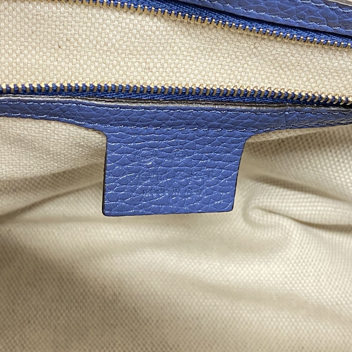 Gucci Shoulder Bag Soho Leather Blue Champagne Gold — view 5