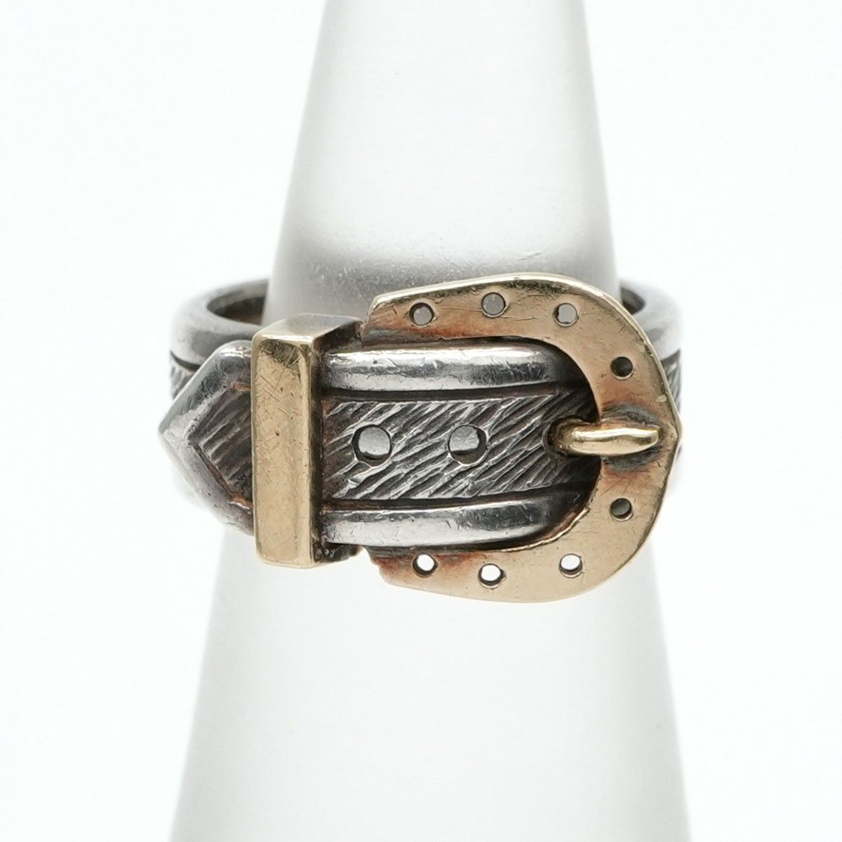 Hermes Ring 750/925 Sterling Silver Vintage Belt Horseshoe Combination — view 2