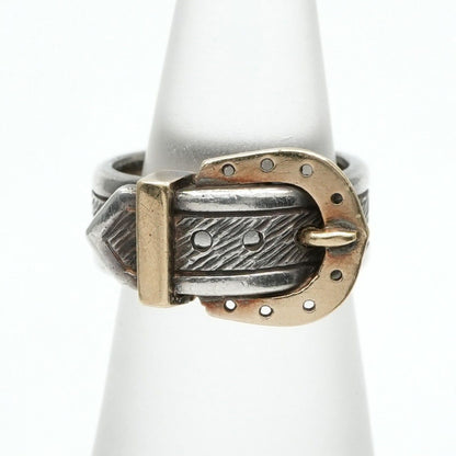Hermes Ring 750/925 Sterling Silver Vintage Belt Horseshoe Combination — view 2