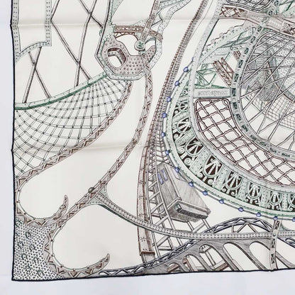 Hermes Carre 90 Horse of Hephaestus Scarf Silk Cream Green Brown — view 5