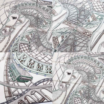 Hermes Carre 90 Horse of Hephaestus Scarf Silk Cream Green Brown — view 8