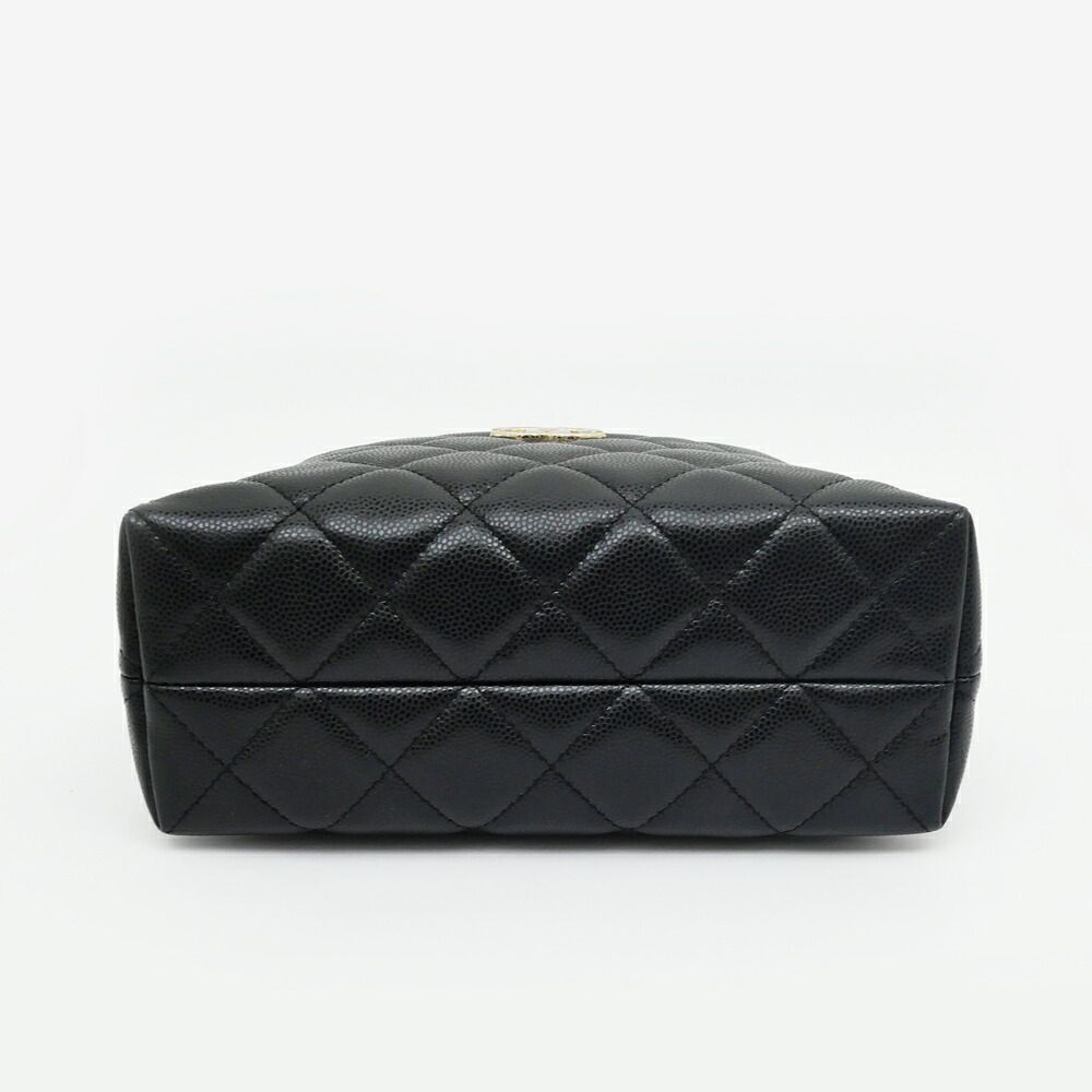 Chanel Metal Top Handle Black Caviar Leather Chain Hand Shoulder 2-Way Bag — view 4