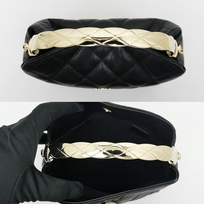 Chanel Metal Top Handle Black Caviar Leather Chain Hand Shoulder 2-Way Bag — view 6