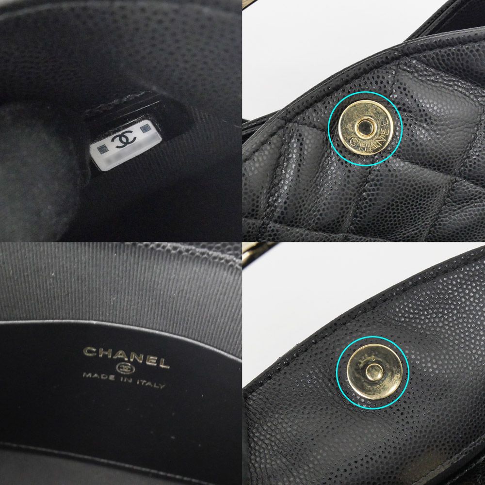 Chanel Metal Top Handle Black Caviar Leather Chain Hand Shoulder 2-Way Bag — view 7
