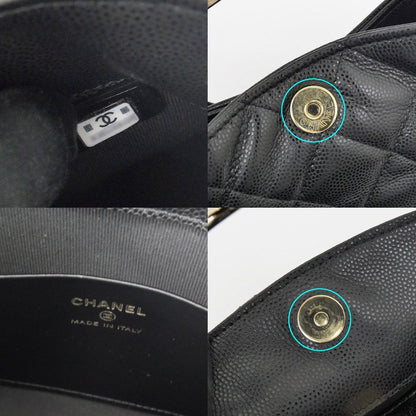Chanel Metal Top Handle Black Caviar Leather Chain Hand Shoulder 2-Way Bag — view 7