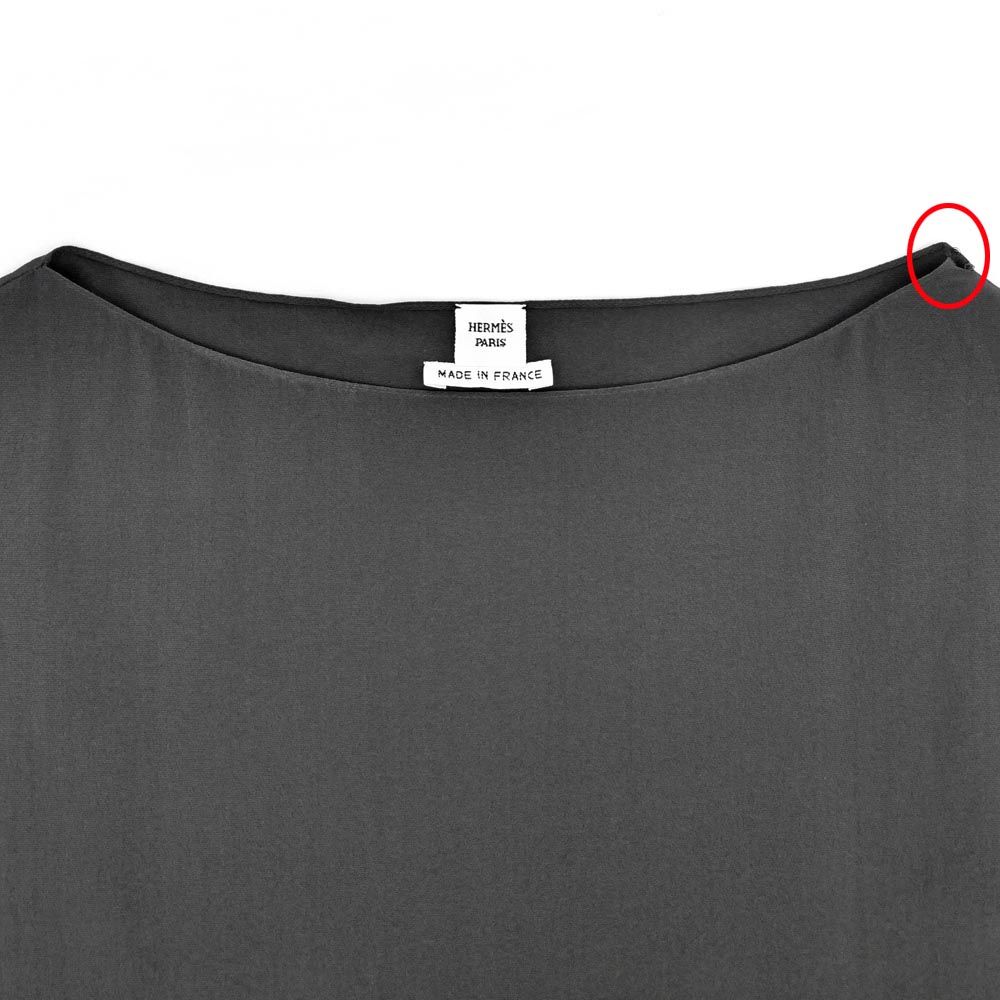 Hermes Top Gray Top Short Sleeve Silk 34 — view 3