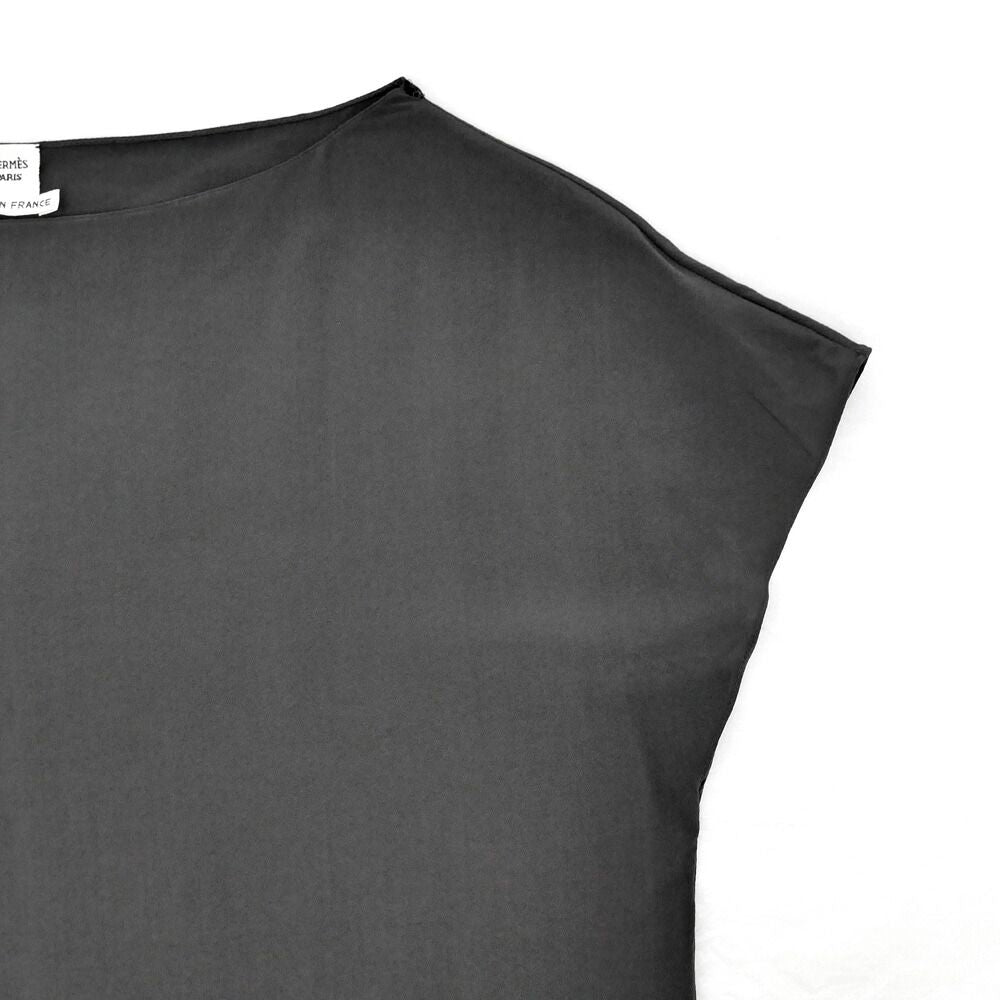 Hermes Top Gray Top Short Sleeve Silk 34 — view 5