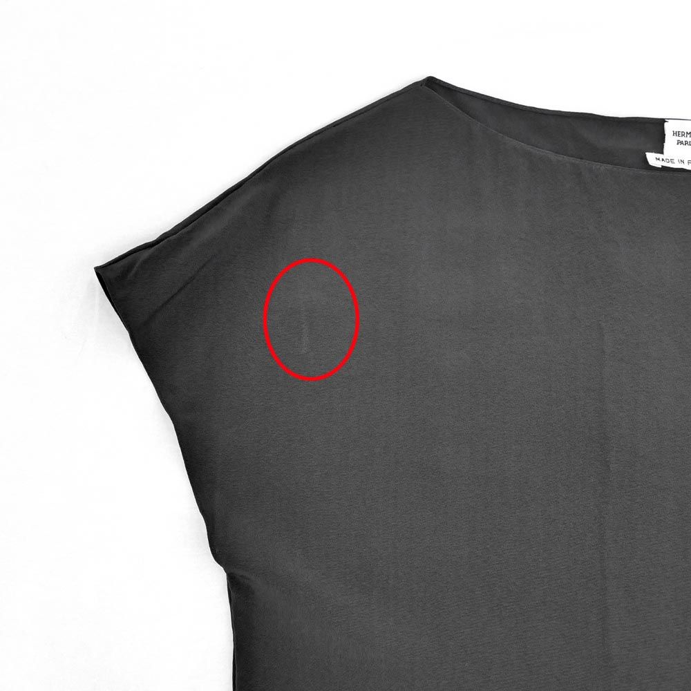 Hermes Top Gray Top Short Sleeve Silk 34 — view 4