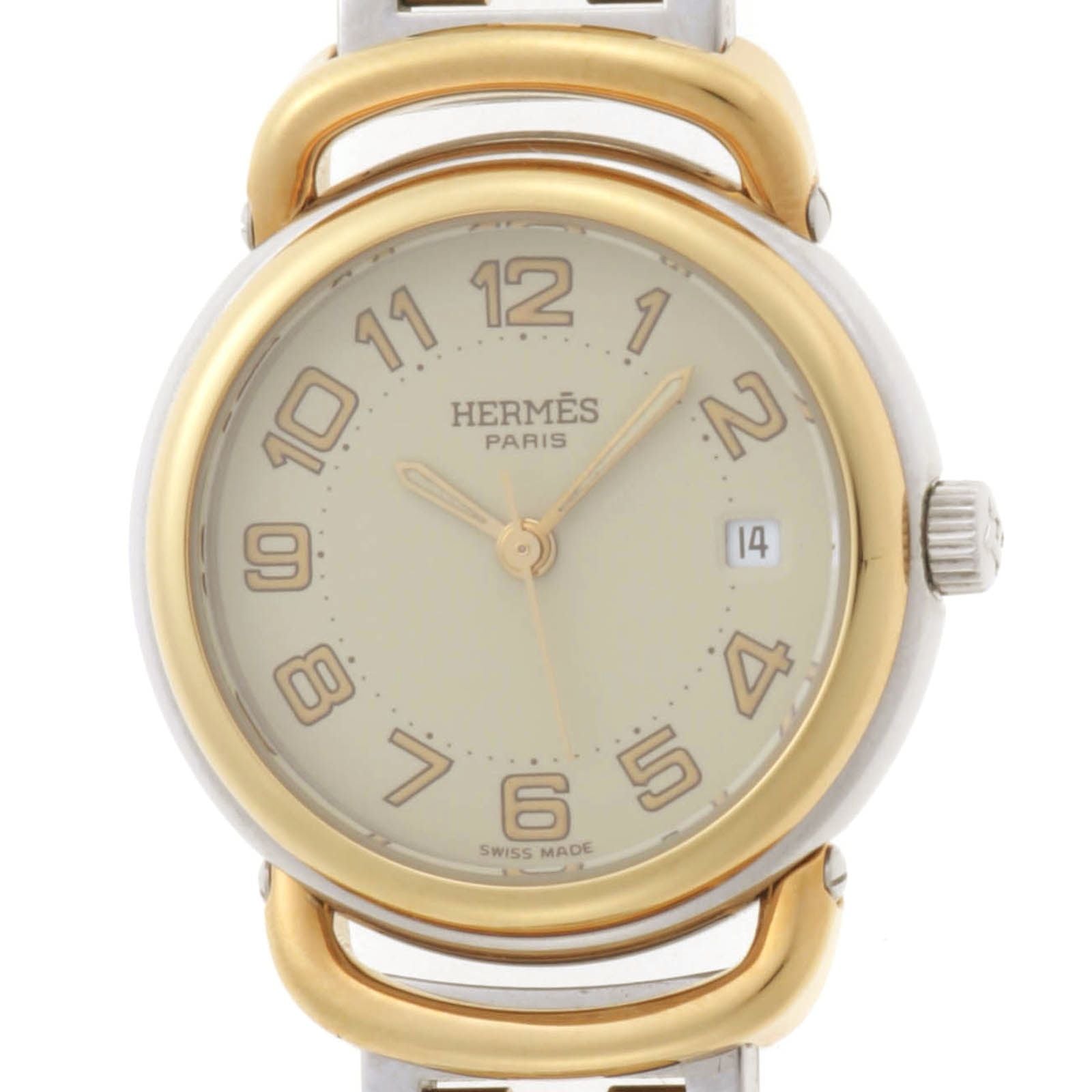 Hermes Pullman Watch Stainless Steel Ivory