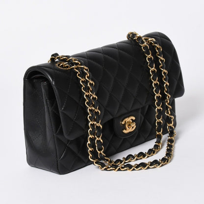 Chanel Quilted 25 Double Flap Chain Shoulder Bag Base CC Logo Lambskin Black — view 3