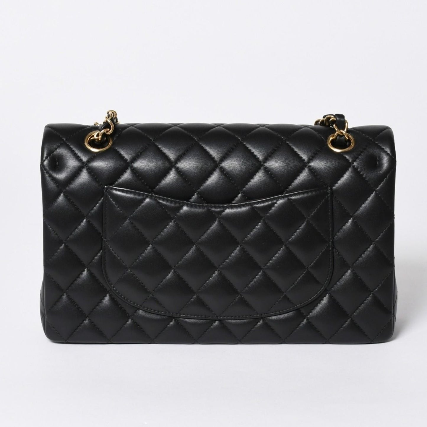 Chanel Quilted 25 Double Flap Chain Shoulder Bag Base CC Logo Lambskin Black — view 2