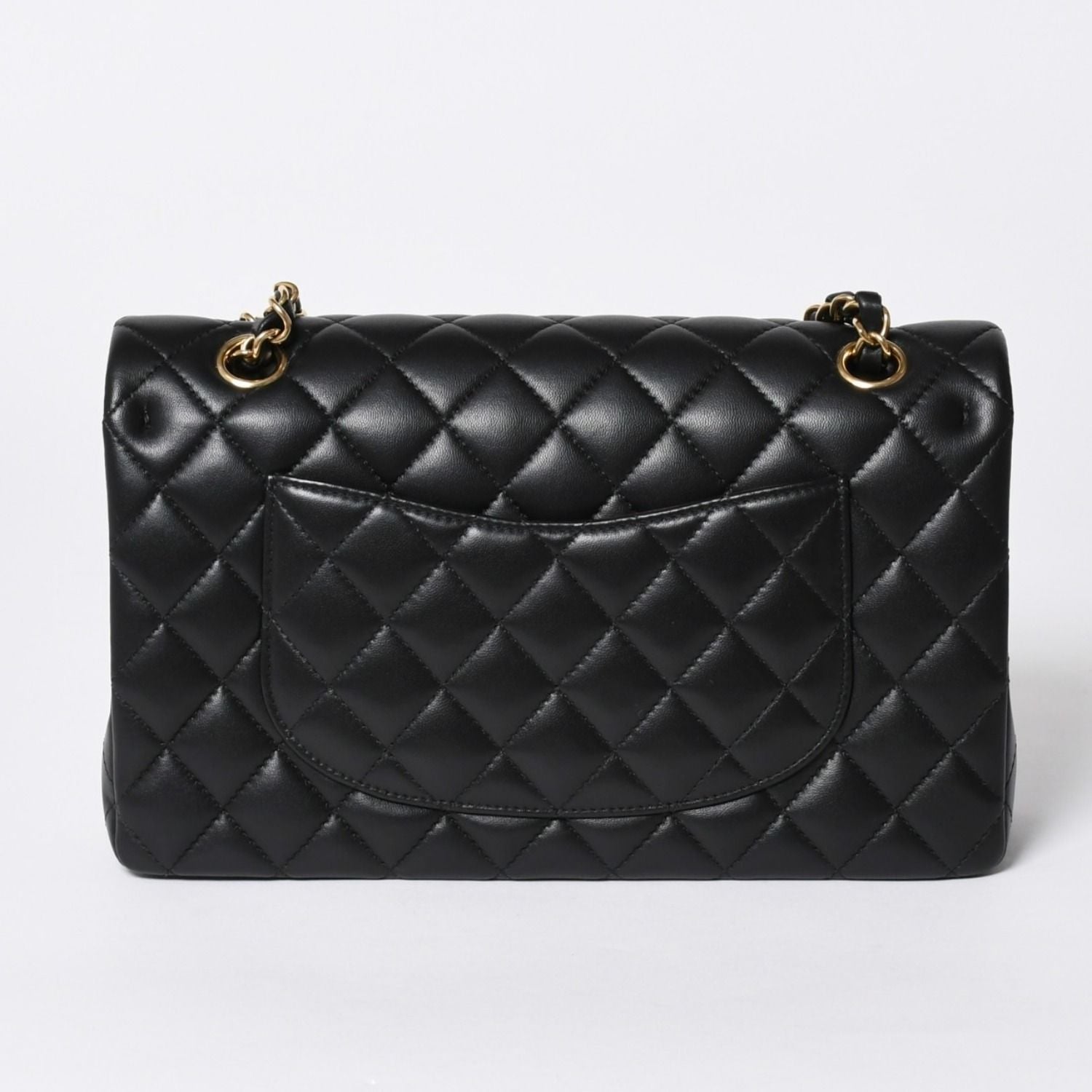 Chanel Quilted 25 Double Flap Chain Shoulder Bag Base CC Logo Lambskin Black — view 2
