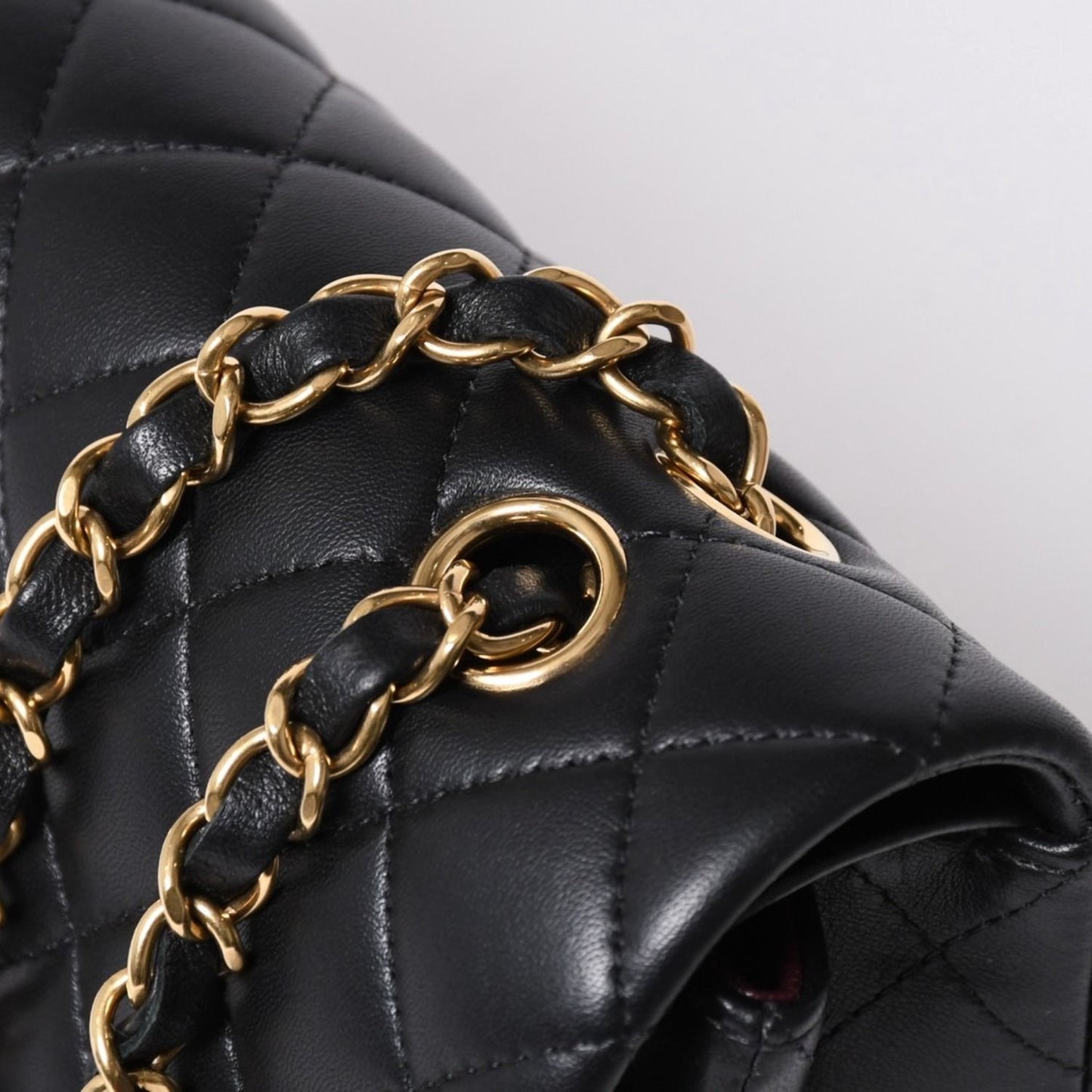 Chanel Quilted 25 Double Flap Chain Shoulder Bag Base CC Logo Lambskin Black — view 5