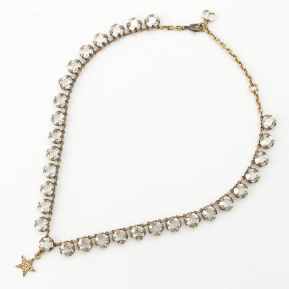 Dior Galliano Era Star Crystal CD Charm Necklace Costume Antique Gold — view 3