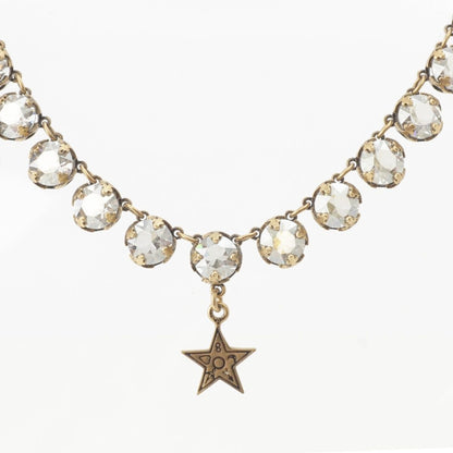Dior Galliano Era Star Crystal CD Charm Necklace Costume Antique Gold