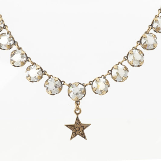 Dior Galliano Era Star Crystal CD Charm Necklace Costume Antique Gold