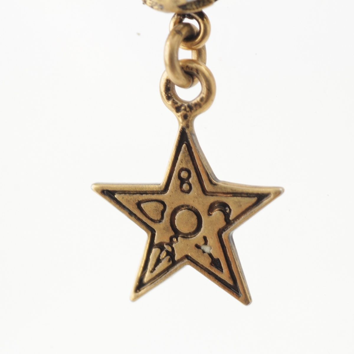 Dior Galliano Era Star Crystal CD Charm Necklace Costume Antique Gold — view 4
