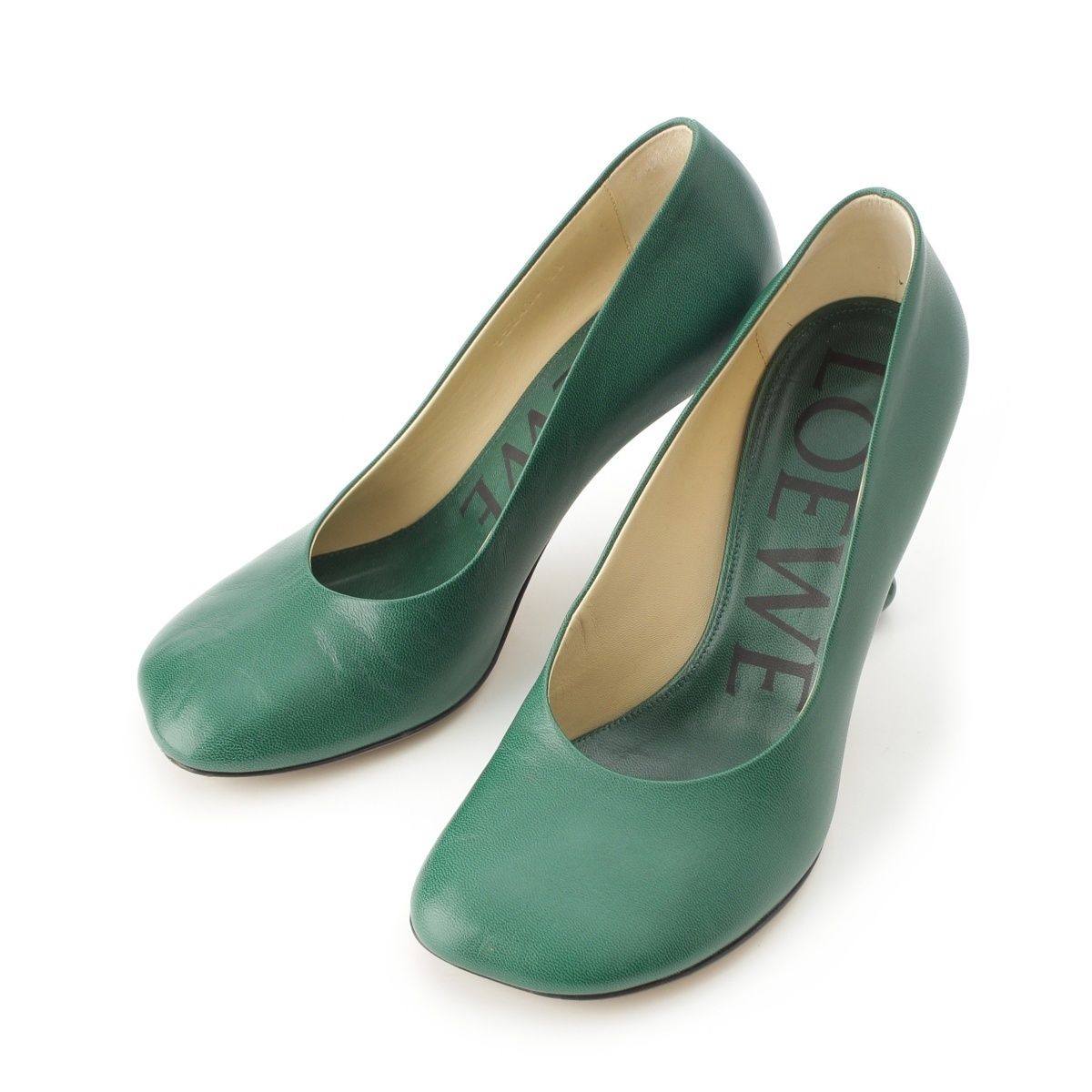 Loewe Toy Goat Leather Heels Pumps Green